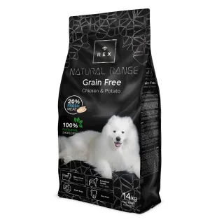 El pienso Rex Natural Range Grain Free Chicken & Potato de 14 kg es una opción excepcional para perros adultos que requieren una dieta sin cereales
